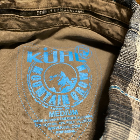 Kühl Short Sleeve Button Down Shirt Mens Medium Blue Gray Plaid Pocket - Picture 4 of 8